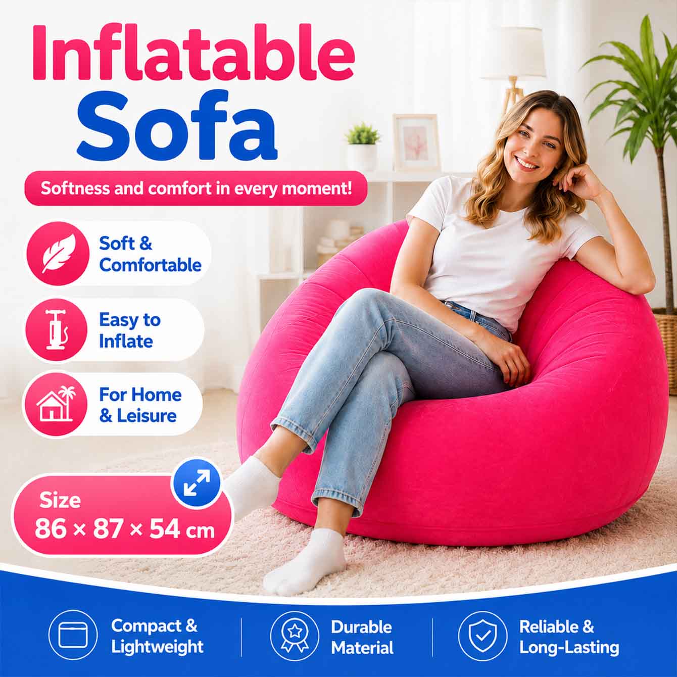 Outdoor Camping Couch - 1PC Inflatable Bean Bag Chairs Outdoor