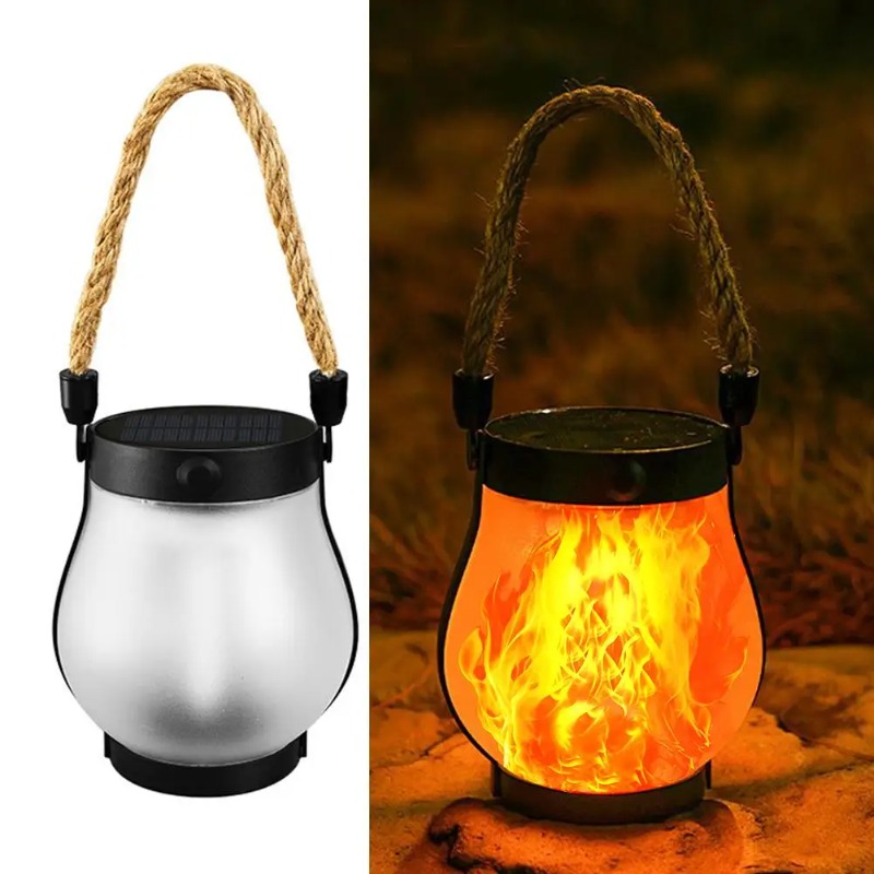 Camping Solar Lantern - Solar Flame Lamp USB Rechargeable Camping