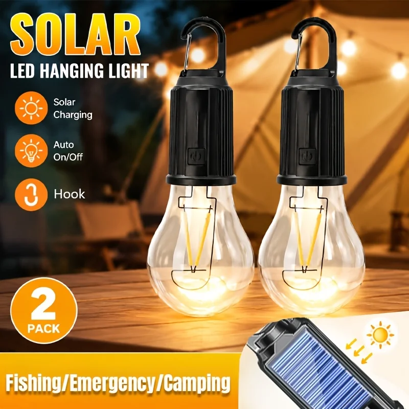 Camping Solar Lantern - Solar LED Camping Lights Type-C Rechargeable
