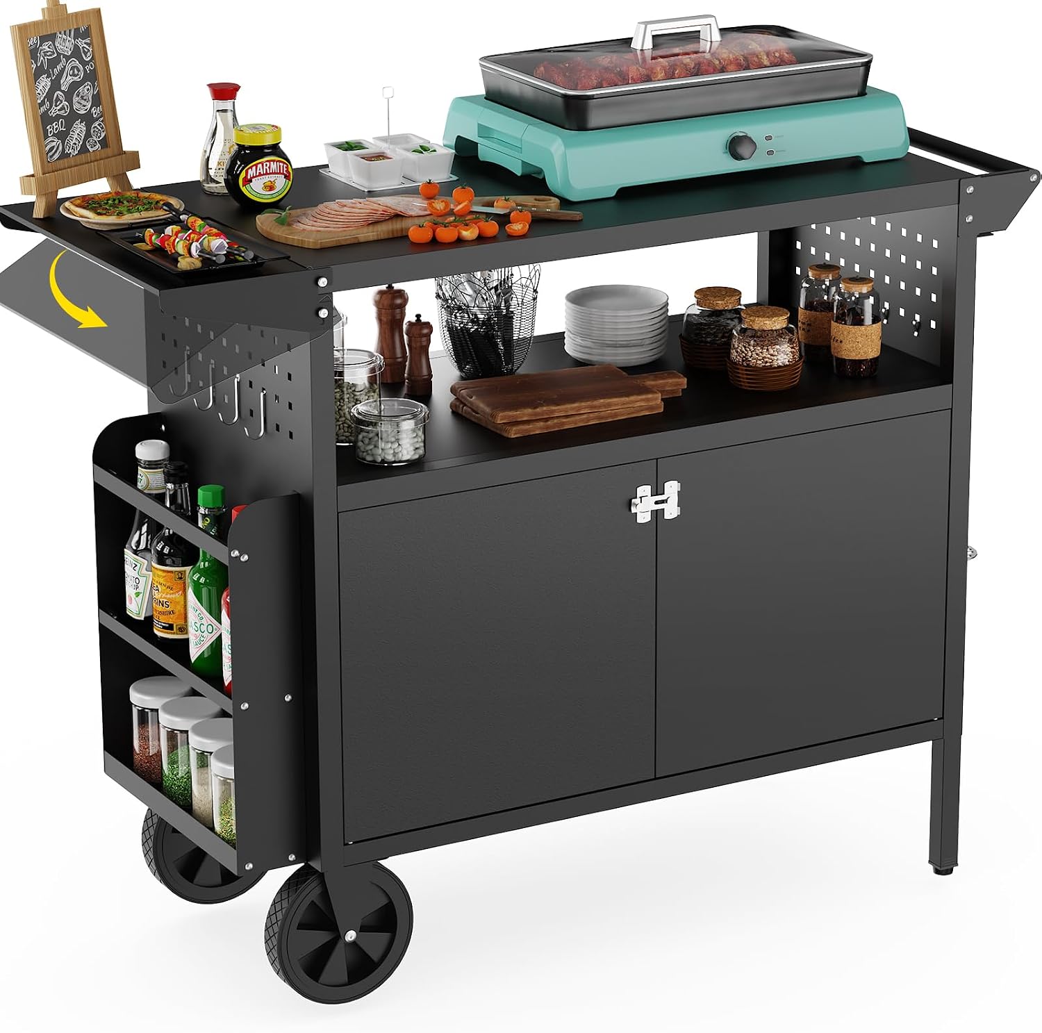 Kitchen Outdoor Camping - Outdoor Grill Cart Table With Storage
