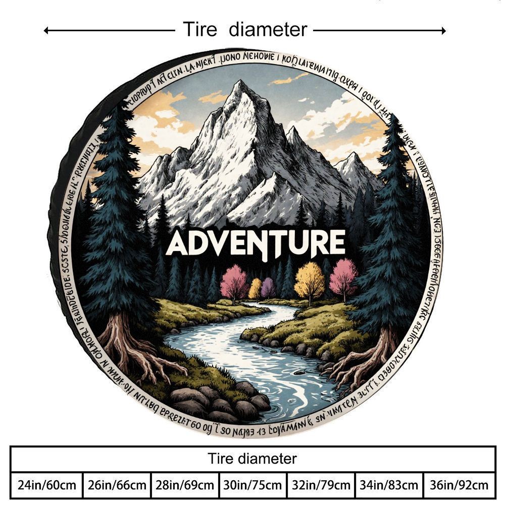 Outdoor Camping Adventures - Vintage Outdoor Adventure Scenery Print Tire