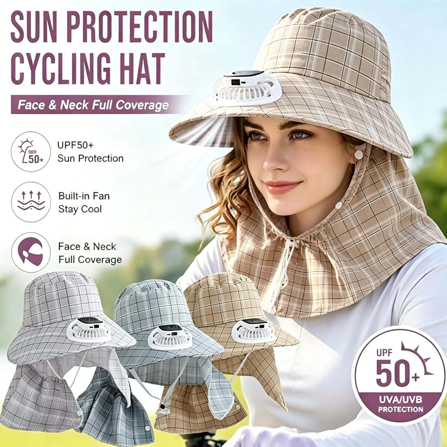 Outdoor Camping Fan - 1PC Solar Power Neck Guard Fan