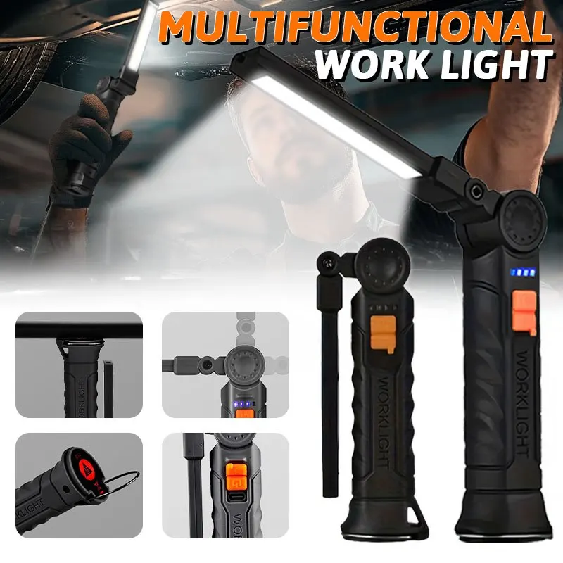Outdoor Camping Lamp - Rechargeable Magnetic Work Light Flashlight Portable