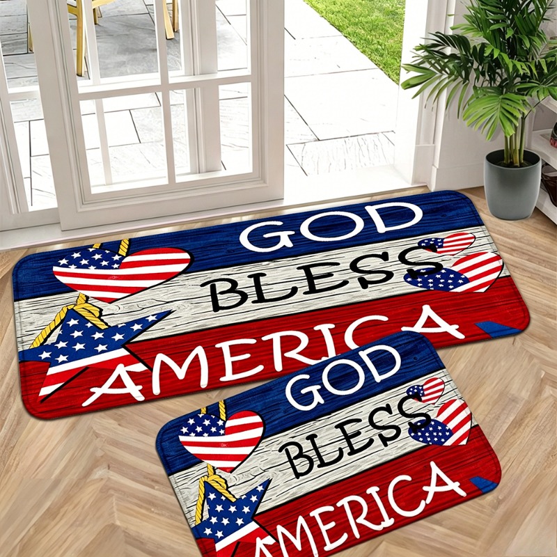 Outdoor Camping Usa - Patriotic God Bless America Flannel Area