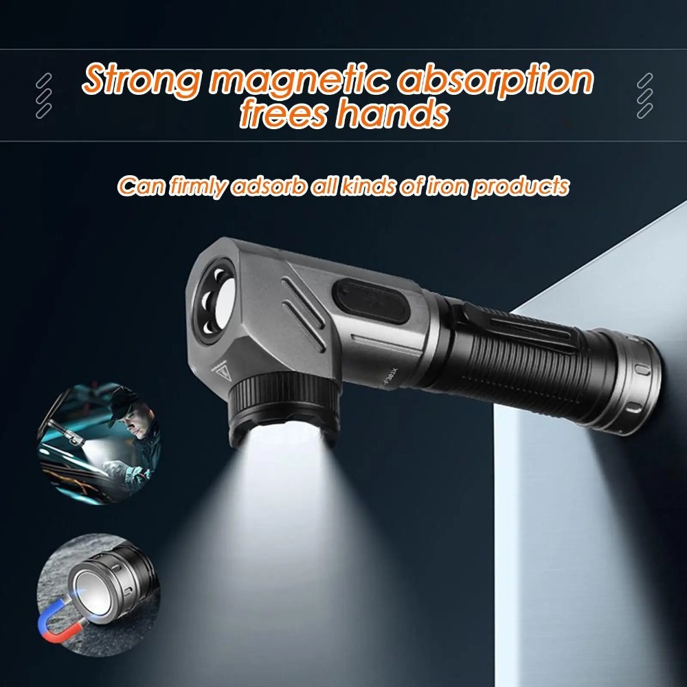 Outdoor Camping Lamp - Powerful Mini LED Flashlight 90°Rotatable USB