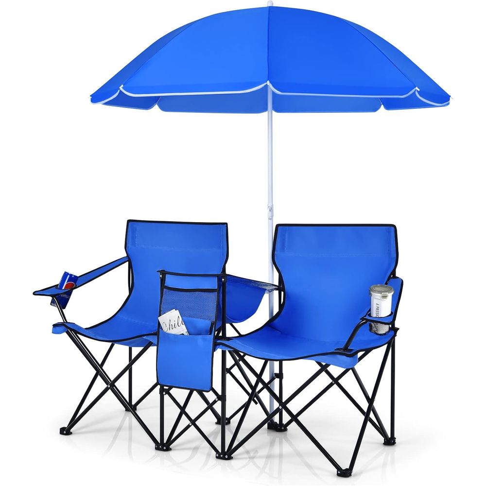 Outdoor Camping Loveseat - Portable Folding Picnic Chairs with Detachable