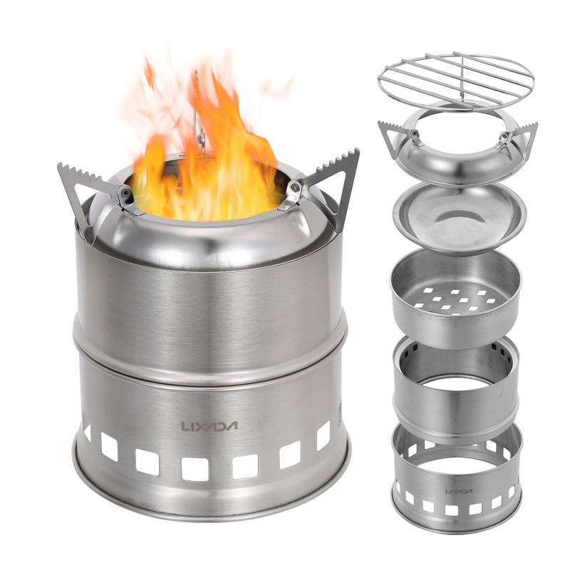 Outdoor Camping Sink - Lixada Stainless Steel Wood Stove Camping