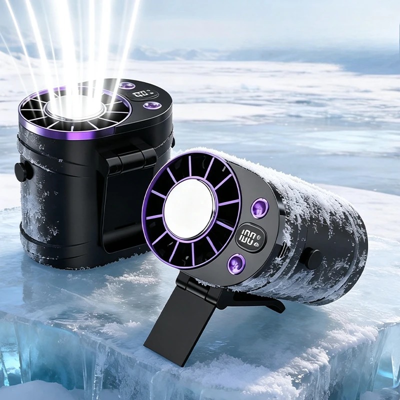 Outdoor Camping Misting Fan - Rechargeable Portable Waist Fan with Ice