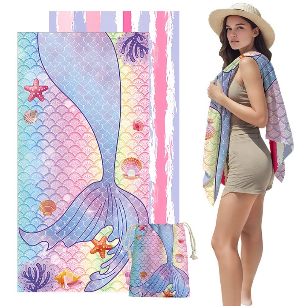 Camp Towel Microfiber - Fish Tail Print Beach Towels and