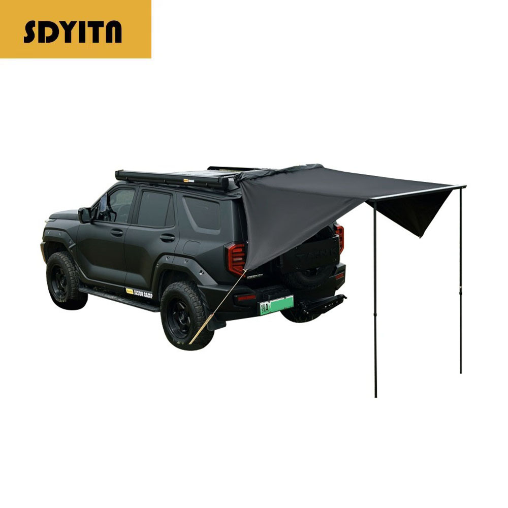 Outdoor Camping Car Tail Tent - Aluminum Alloy Black Double-wing Top Outdoor