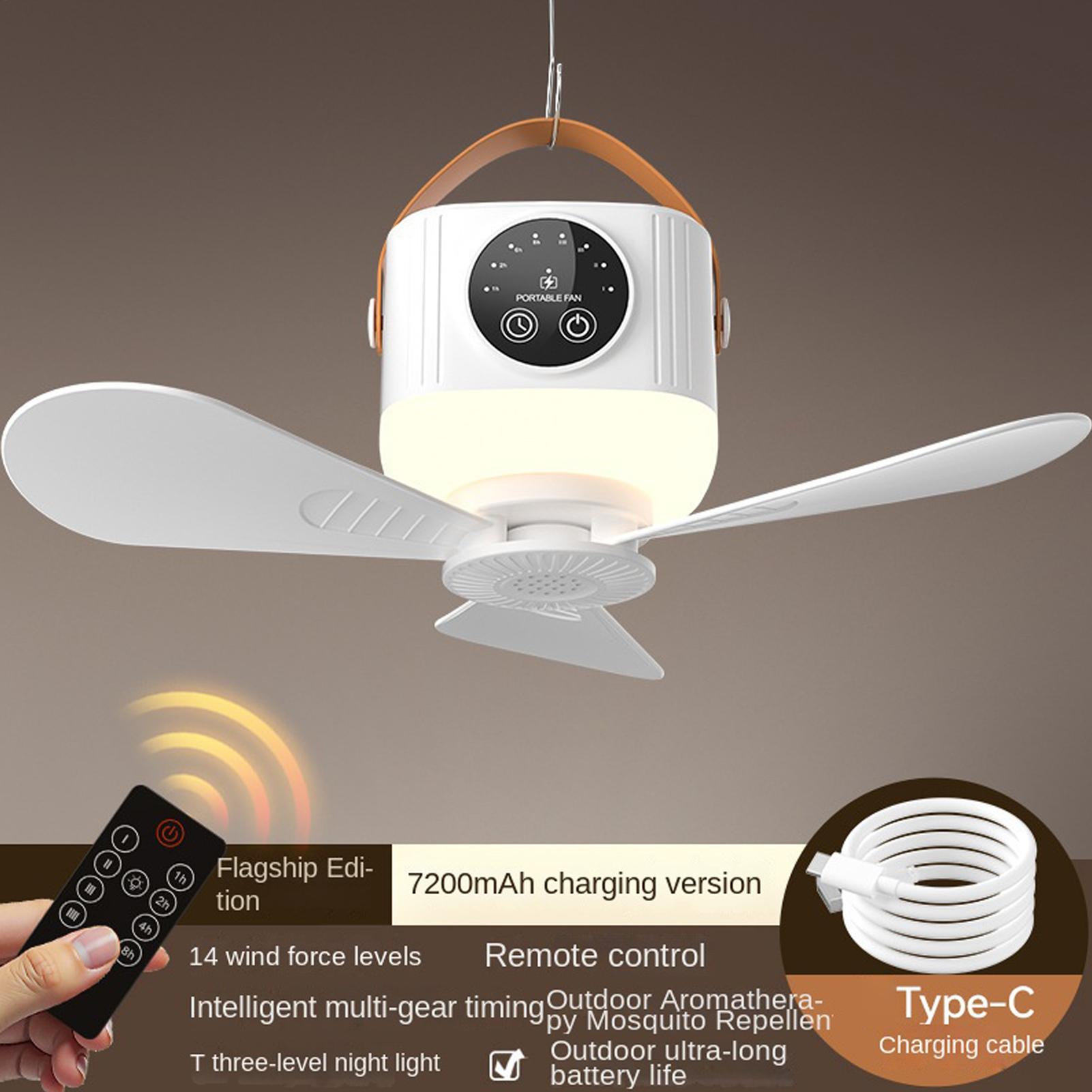 Outdoor Camping Misting Fan - Rechargeable Hanging Fan 7200mAh 4 Speed