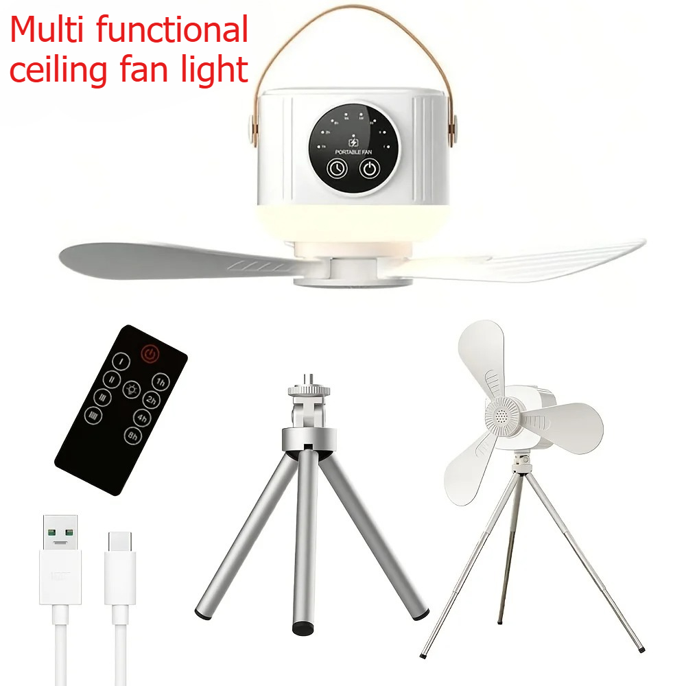 Outdoor Camping Misting Fan - Multi-functional Portable Rechargeable Ceiling Fan Wireless