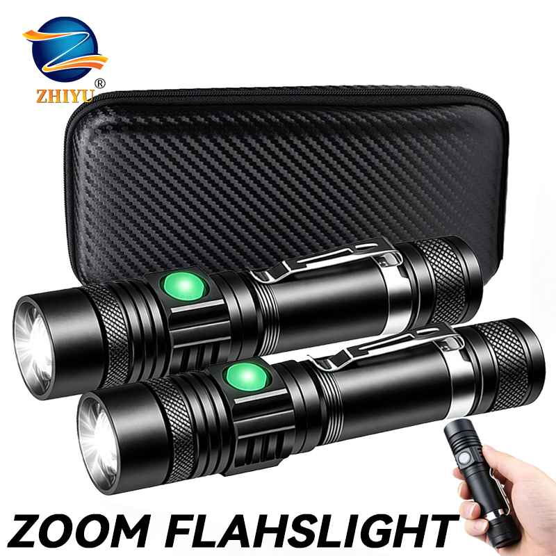 Outdoor Camping Adventures - T6 LED Rechargeable Flashlight,18650 Zoomable Torch,