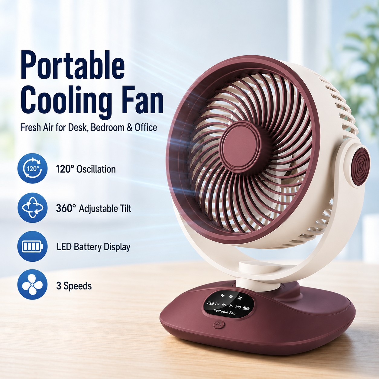 Outdoor Camping Misting Fan - Desktop Fan Rechargeable Turbo Air Circulator