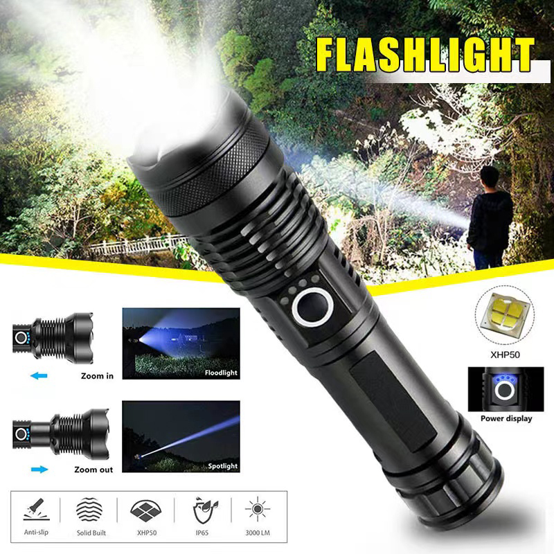 Outdoor Camping Adventure Lamp - High Power XHP70 Led Flashlight USB-C