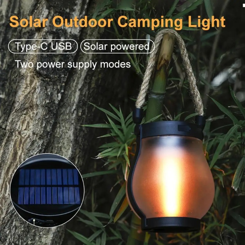 Solar Flame Lamp USB Rechargea - Camping Solar Lantern recension och pris