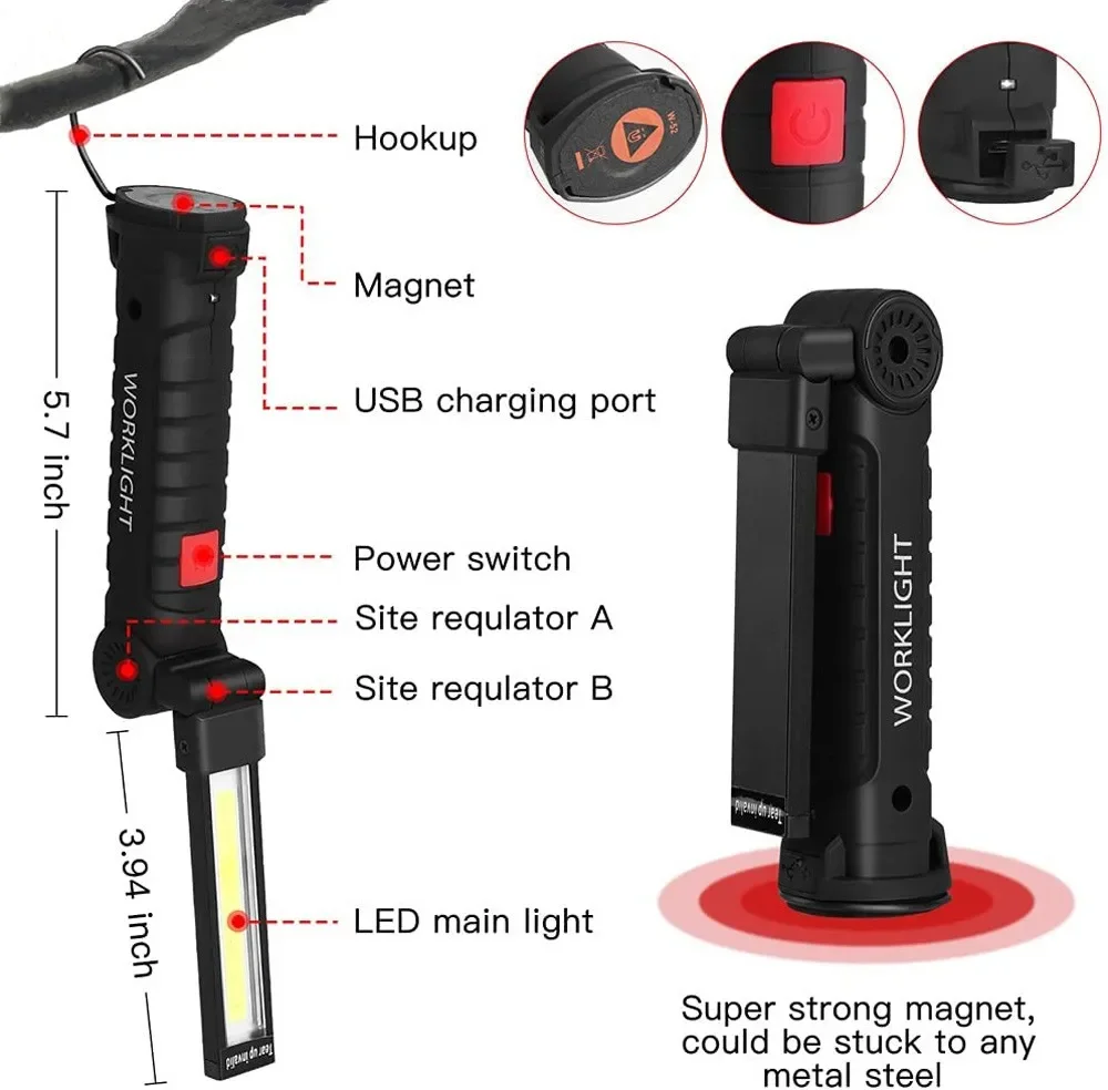 Portable COB LED Flashlight US - Outdoor Camping Lamp recension och pris