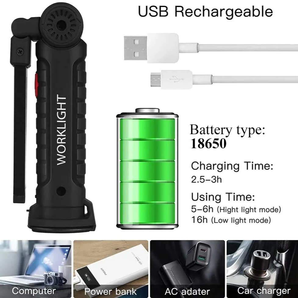 Portable COB LED Flashlight US - Outdoor Camping Lamp recension och pris