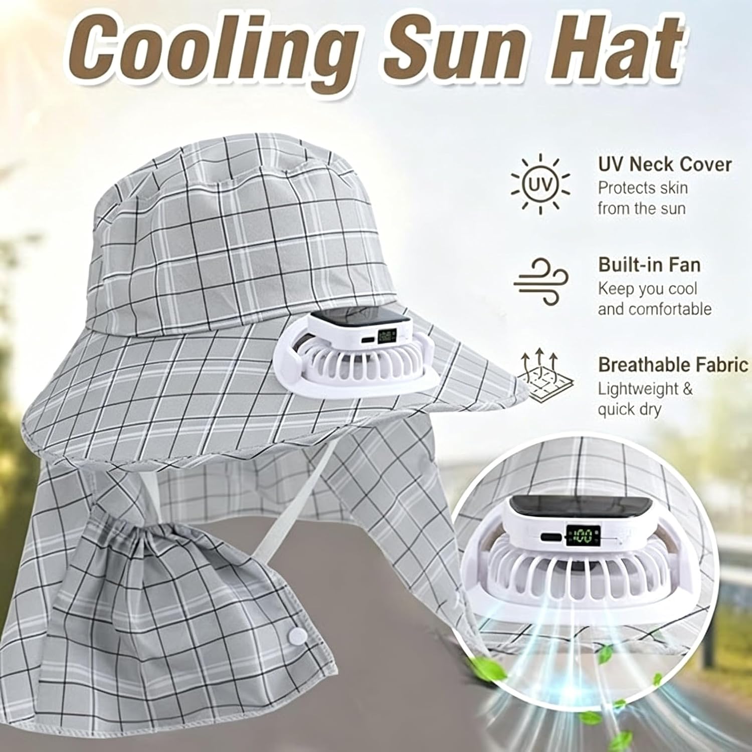 1PC Solar Power Neck Guard Fan - Outdoor Camping Fan recension och pris