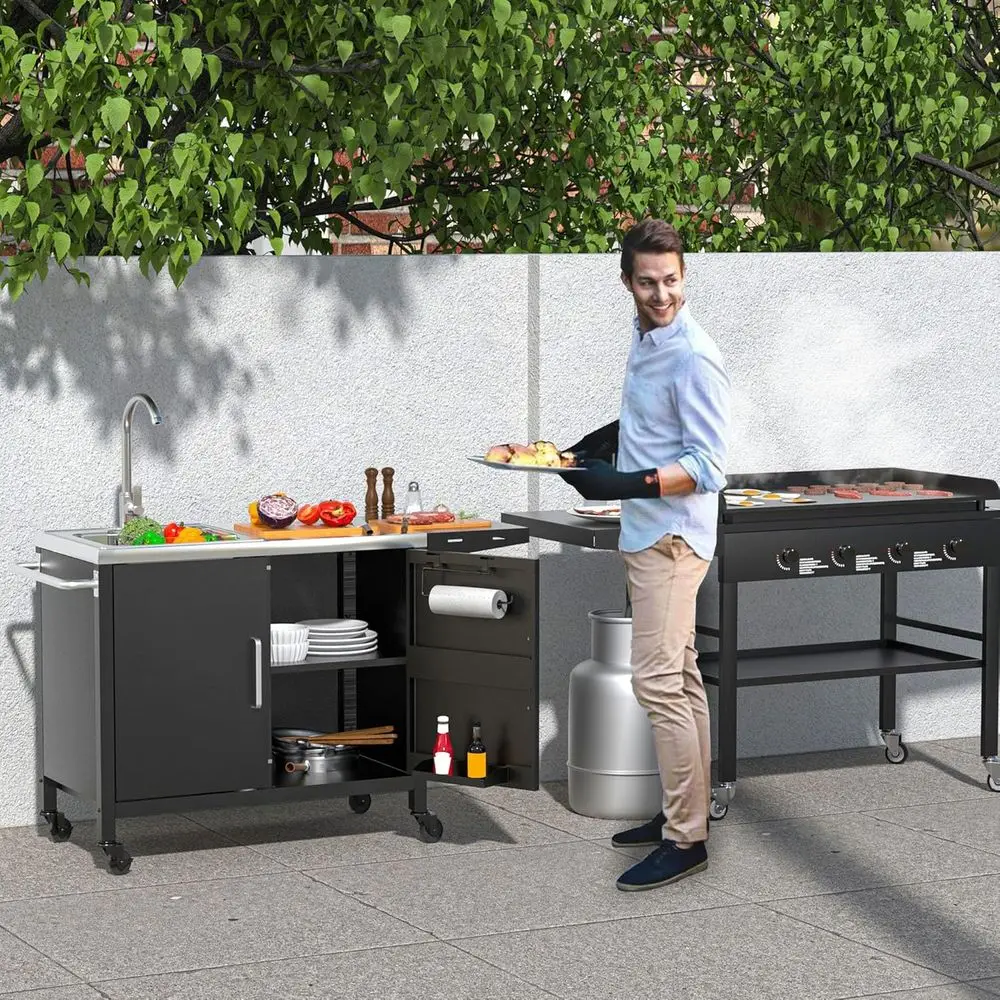Outdoor Kitchen Island with St - Outdoor Camping Sink recension och pris