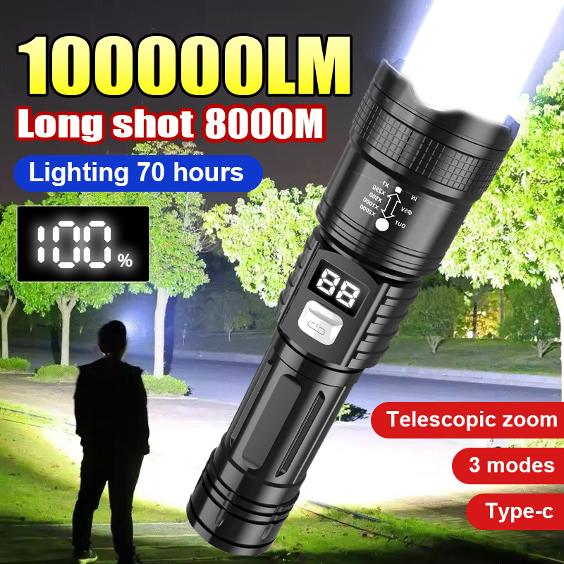 100000LM Super Bright Led Flas - Outdoor Camping Adventure Lamp recension och pris