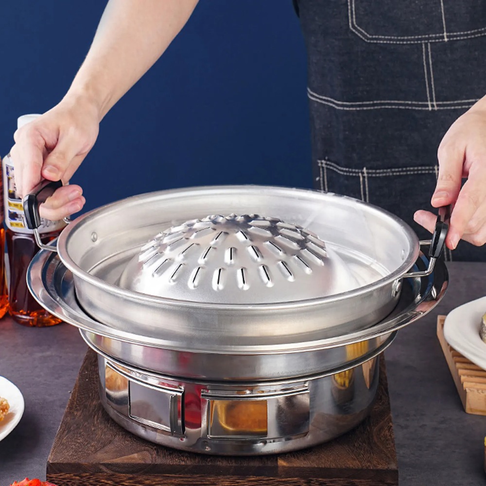 2 in 1 Hot Pot Grill Pan Non S - Kitchen Outdoor Camping recension och pris