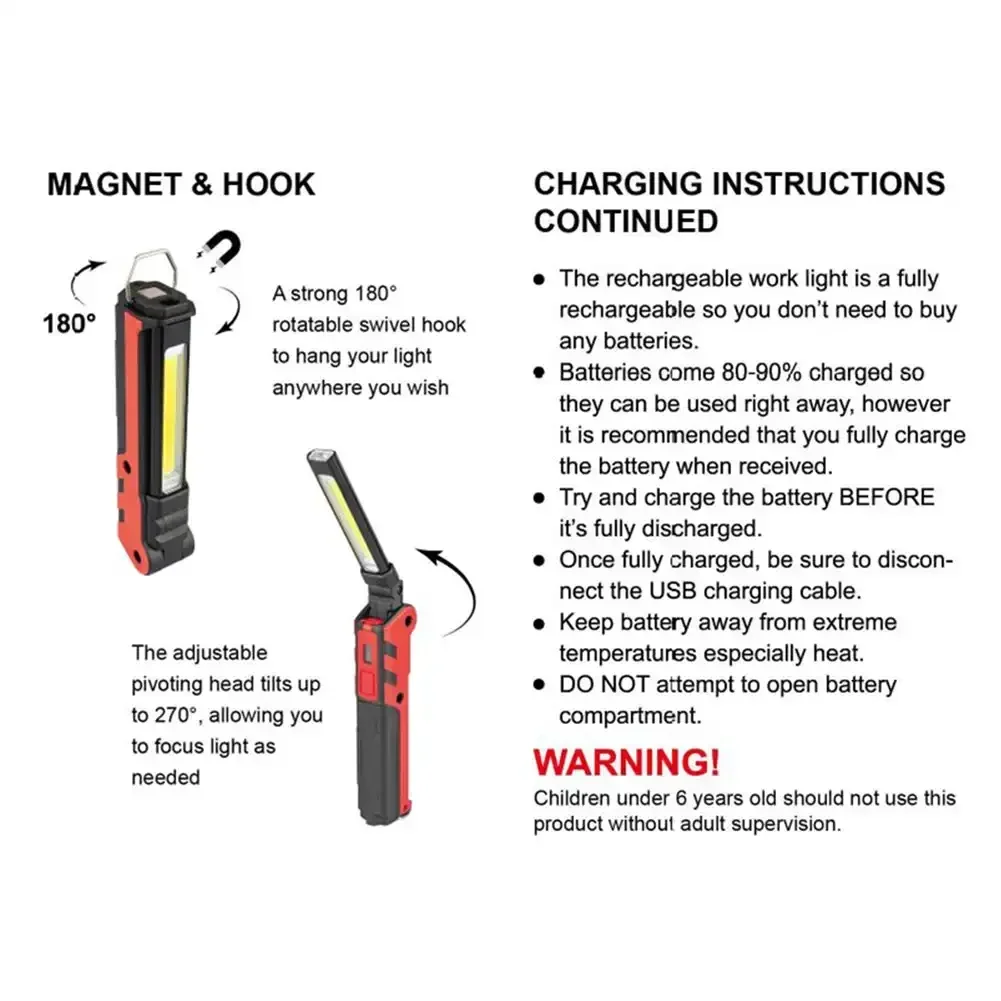 Dimmable COB LED Work Light US - Outdoor Camping Adventure Lamp recension och pris