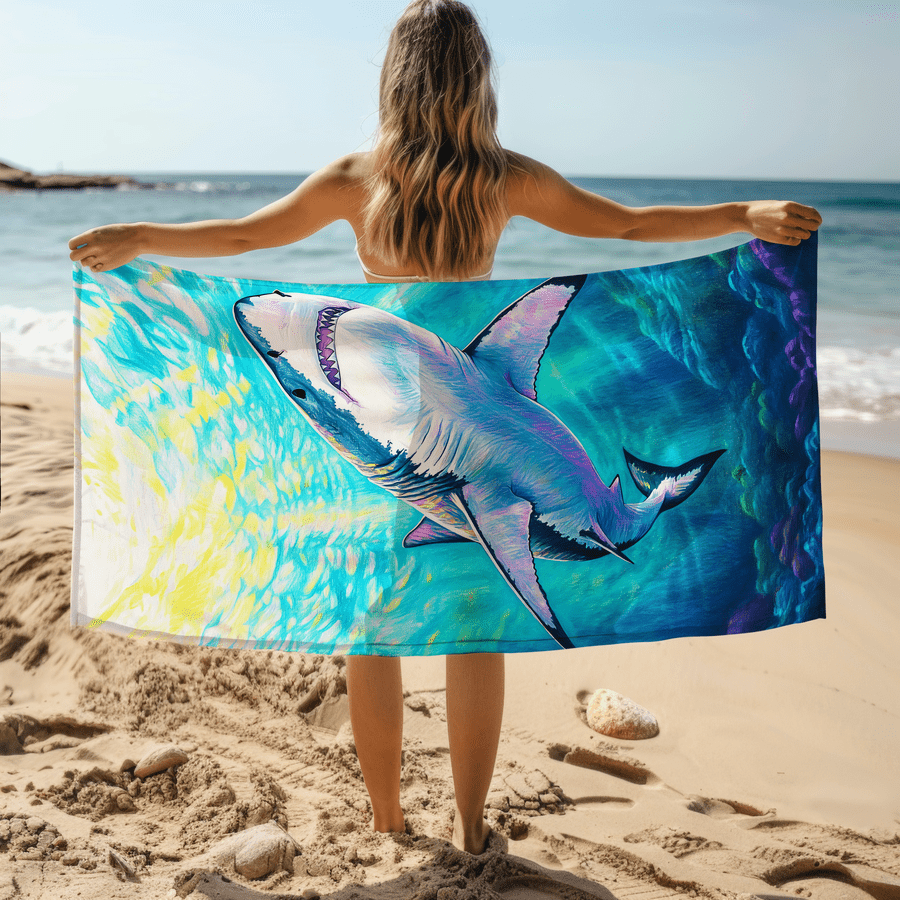 1pc Shark Pattern Sand-Proof M - Camp Towel Microfiber recension och pris