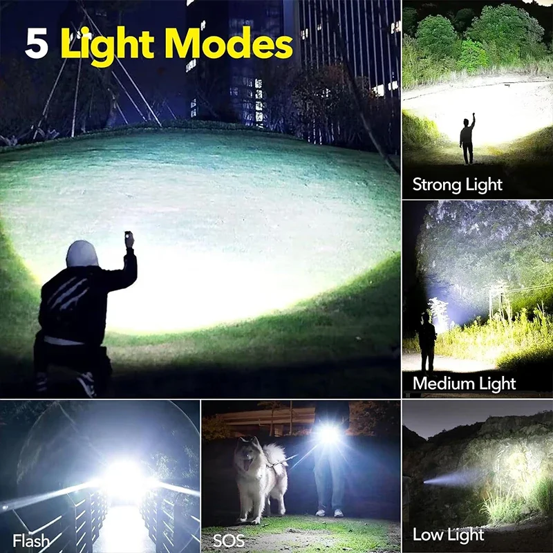 High Power LED Flashlight Rech - Outdoor Camping Lamp recension och pris