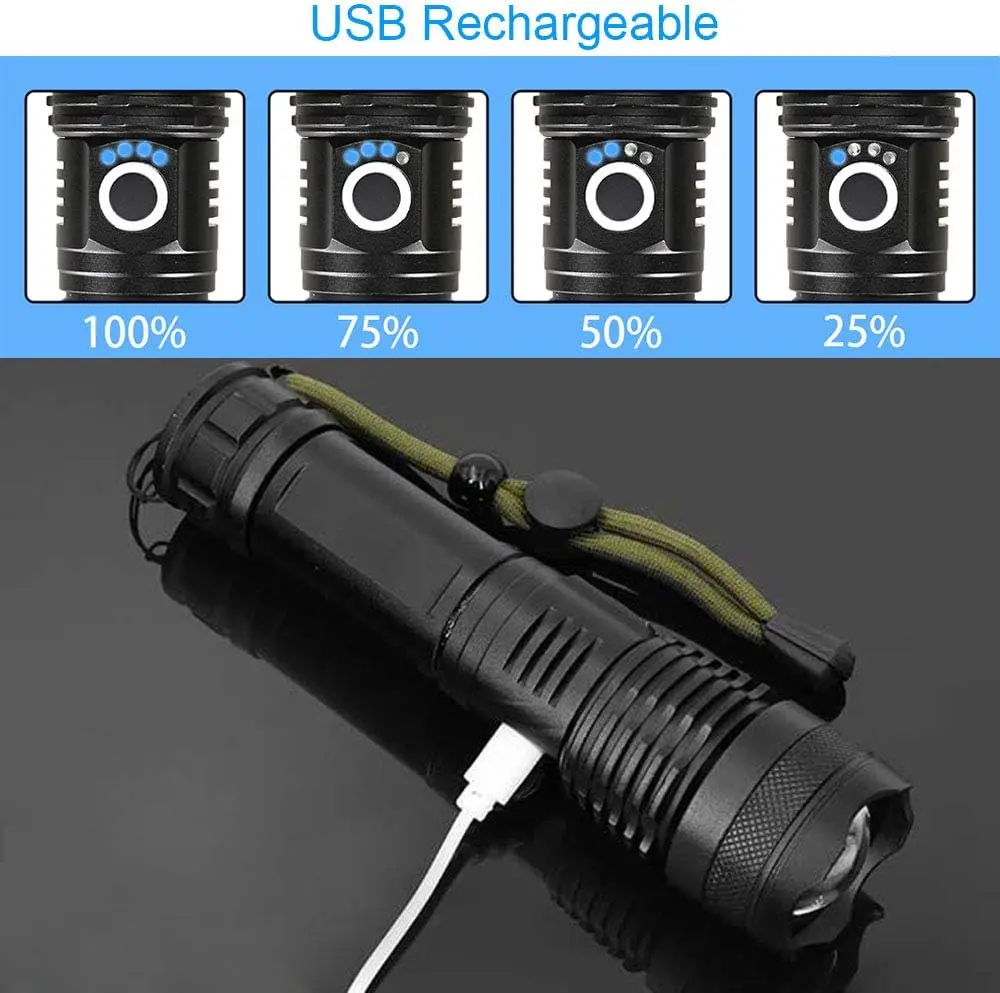 High Power LED Flashlight Rech - Outdoor Camping Lamp recension och pris