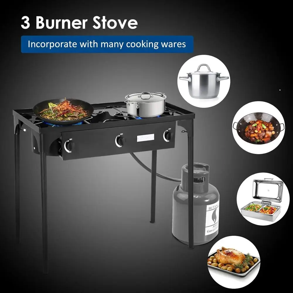 Portable 3-Burner Propane Gas  - Outdoor Camping Gas Stove recension och pris